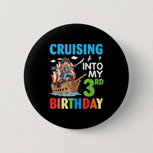 Cruising Into My 3rd Birthday Rate Little Boy 3 Ye Button (Vorderseite)