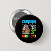 Cruising Into My 3rd Birthday Rate Little Boy 3 Ye Button (Vorne & Hinten)