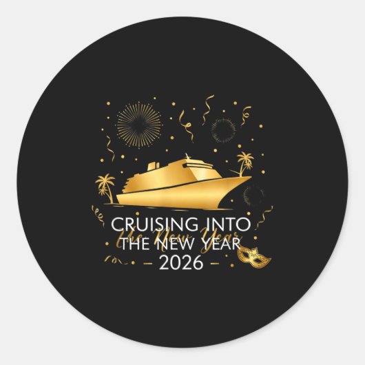 Cruising Into New Year 2026 Vacation Outfit  Runder Aufkleber (Vorderseite)