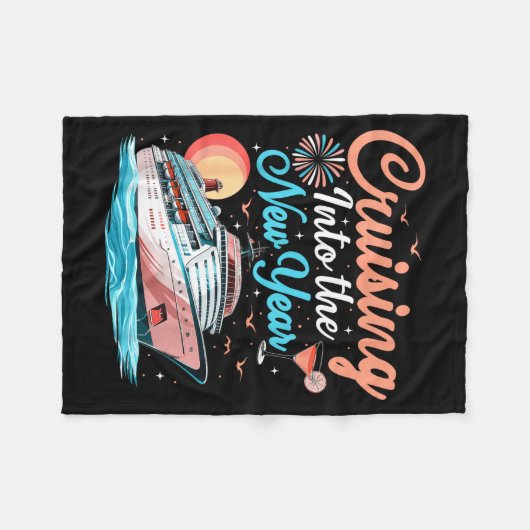 Cruising Into New Years Eve Party Countdown Happy Fleecedecke (Vorderseite (Horizontal))