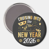 Cruising into the New Year 2026 Circle Magnet (Vorderseite/Rückseite)