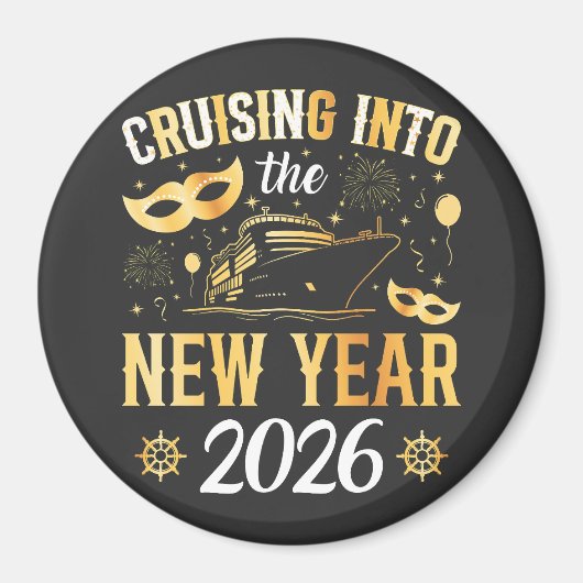 Cruising into the New Year 2026 Circle Magnet (Vorne)
