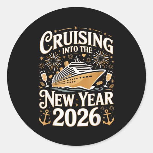 Cruising Into The New Year 2026 Cruise Design  Runder Aufkleber (Vorderseite)