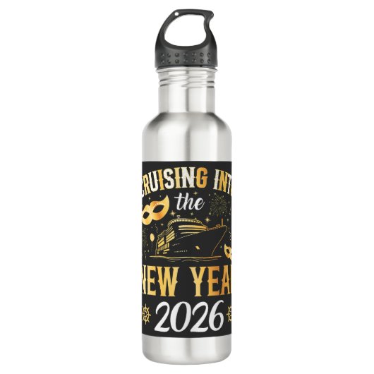 Cruising into the New Year 2026 Edelstahlflasche (Vorderseite)