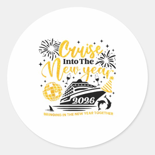 Cruising Into The New Year 2026 Happy New Year 202 Runder Aufkleber (Vorderseite)