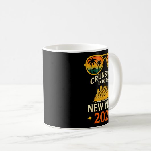 Cruising Into The New Year 2026 Retro Sunset Cruis Kaffeetasse (VorderseiteRechts)