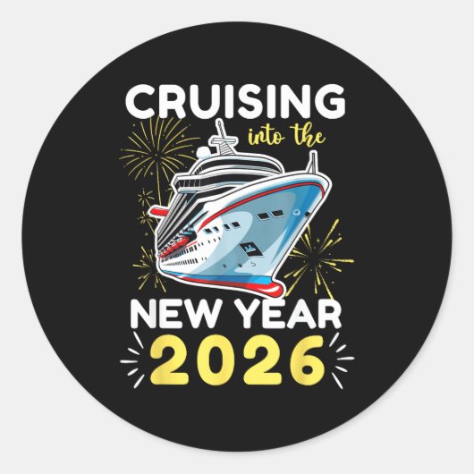 Cruising Into The New Year 2026 Runder Aufkleber (Vorderseite)