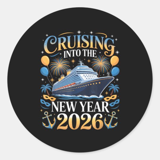 Cruising Into The New Year 2026 Vacation Design Runder Aufkleber (Vorderseite)