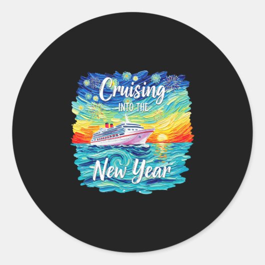 Cruising Into The New Year 2026 Vacation Party Fam Runder Aufkleber (Vorderseite)