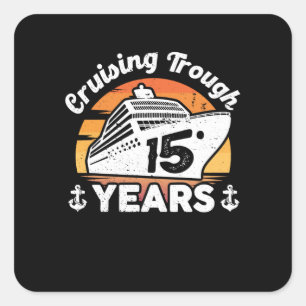 Cruising Trough 15-jähriges Jubiläum Quadratischer Aufkleber