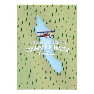 Crummock Water, Lake District Landkarte Reiseplaka Fotodruck