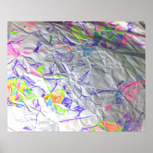 Crumpled Paper Scribble Abstrakt Modern Art Print Poster