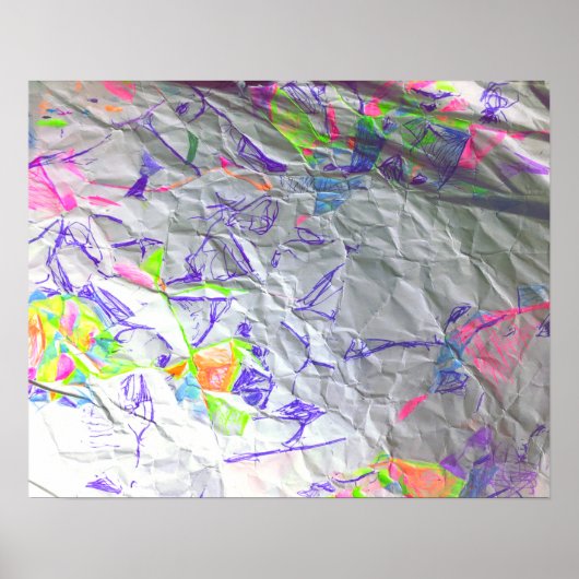 Crumpled Paper Scribble Abstrakt Modern Art Print Poster (Vorne)