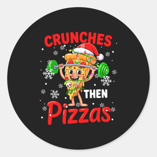 Crunches Then Zzas Xmas Santa Zza Weightlifting Gy Runder Aufkleber (Vorderseite)