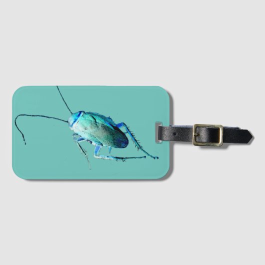 Crunchy Cockroach Gross Insekt in Aquamarin und bl Gepäckanhänger (Vorderseite (Horizontal))