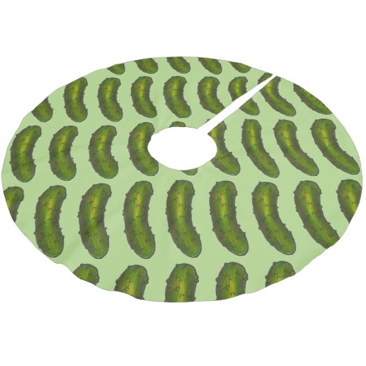 Crunchy Green Kosher Dill Pickle Feinschmecker Küc Polyester Weihnachtsbaumdecke (Schrägansicht)
