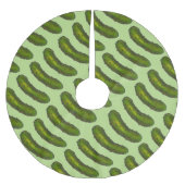 Crunchy Green Kosher Dill Pickle Feinschmecker Küc Polyester Weihnachtsbaumdecke (Vorderseite)