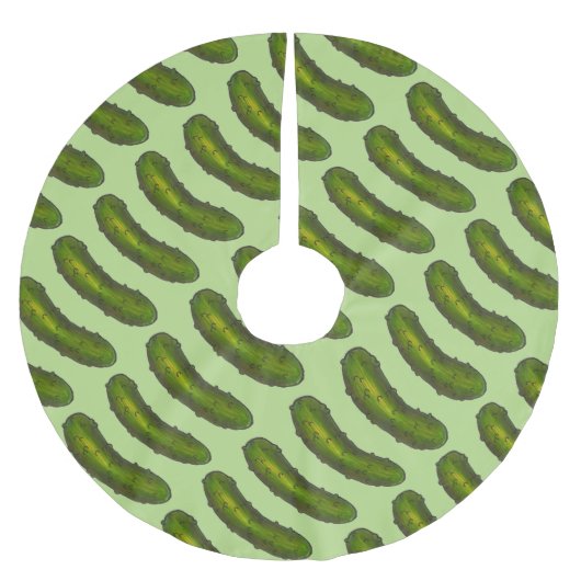 Crunchy Green Kosher Dill Pickle Feinschmecker Küc Polyester Weihnachtsbaumdecke (Vorderseite)