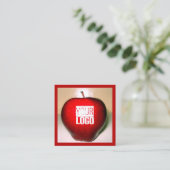 Crunchy red apple -add logo quadratische visitenkarte (Stehend Vorderseite)