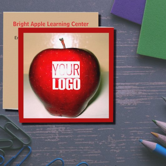 Crunchy red apple -add logo quadratische visitenkarte