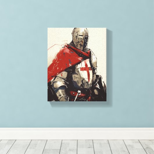 Crusader Knight Illustration Leinwanddruck (Insitu (Holzboden))