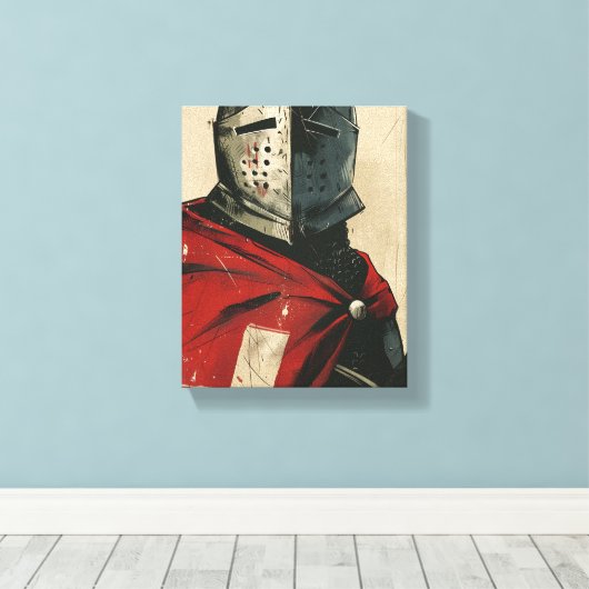 Crusader Knight Illustration Leinwanddruck (Insitu (Holzboden))