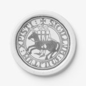 Crusader Templar Knights Siegel Logo Deus Vult old Pappteller (Vorderseite)