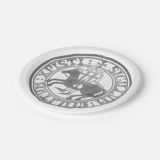 Crusader Templar Knights Siegel Logo Deus Vult old Pappteller (Schrägansicht)
