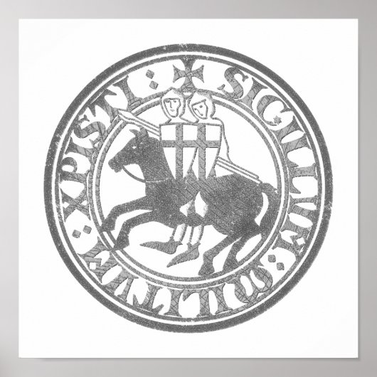 Crusader Templar Knights Siegel Logo Deus Vult old Poster (Vorne)