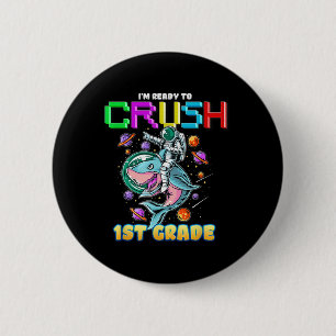 Crush 1. Klasse Astronaut Reitet Auf Einem Dinosau Button