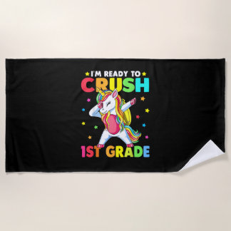 Crush 1st Grade Dabbing Unicorn Back to School Gir Strandtuch