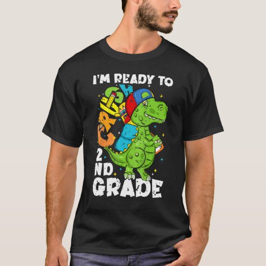 Crush 2nd Grade Rex Dinosaur Back To School Boys K T-Shirt (Vorderseite)