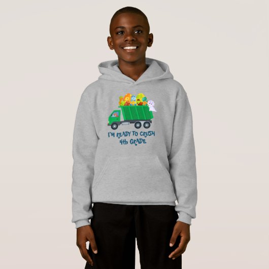 Crush 4. Klasse Fun Dinosaurier Eiabfallwagen Sc Hoodie (Vorne ganz)