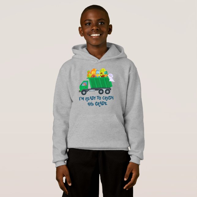 Crush 4. Klasse Fun Dinosaurier Eiabfallwagen Sc Hoodie (Vorne ganz)