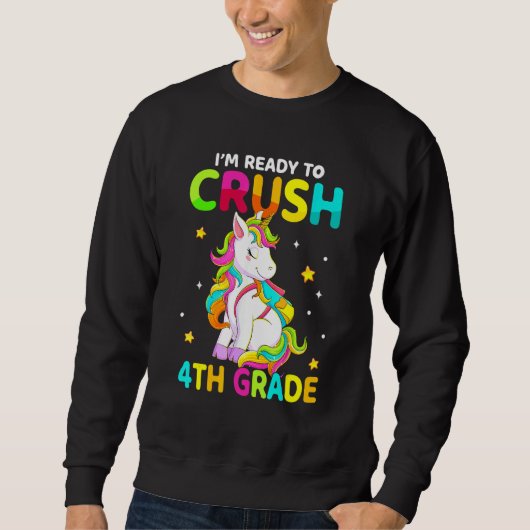 Crush 4th Grade Dabbing Unicorn Back To School Gir Sweatshirt (Vorderseite)