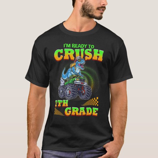 Crush 7th Grade Dinosaur Back To School For Teache T-Shirt (Vorderseite)