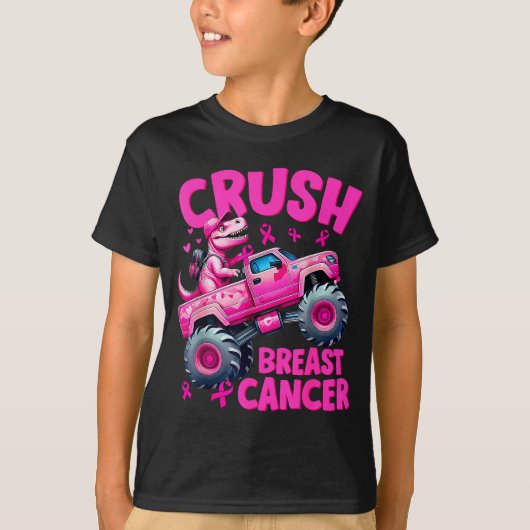 Crush Breast Cancer Nk T-rex Dinosaur Monster Truc T-Shirt (Vorderseite)