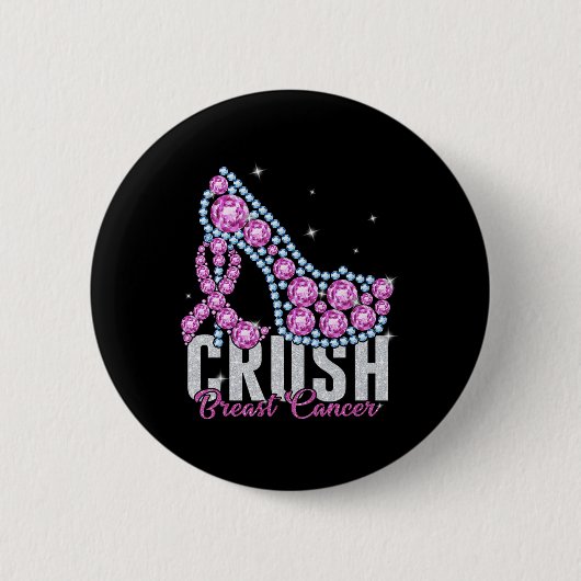 Crush Brustkrebs Bling Ribbon Button (Vorderseite)