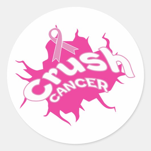 Crush Cancer Breast Cancer Awareness PinkOctober Runder Aufkleber (Vorderseite)