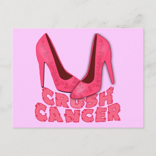 Crush Cancer mit Stilettos Postkarte (Vorderseite)