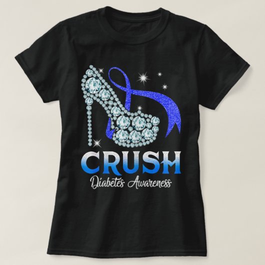 Crush Diabetes Awareness Blauen Band T-Shirt (Design vorne)
