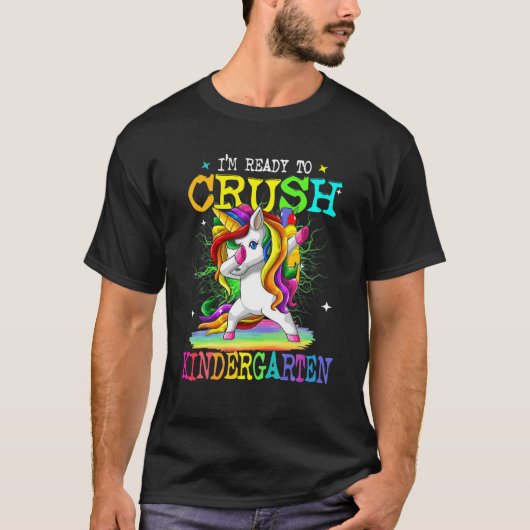 Crush Kindergarten Dabbing Einhorn zurück zur Schu T-Shirt (Vorderseite)