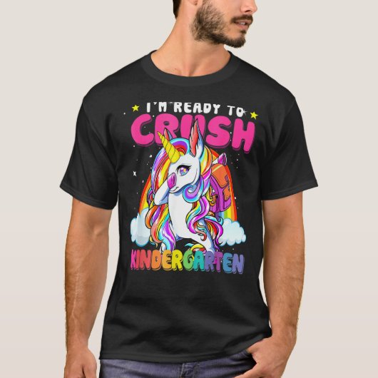 Crush Kindergarten Dabbing Unicorn Back To School T-Shirt (Vorderseite)