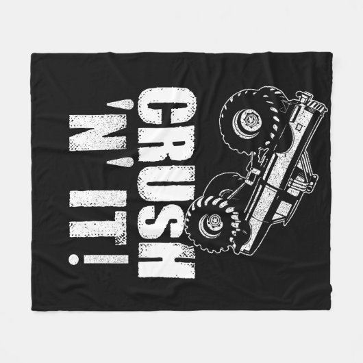 Crush N It Monster Truck Jam Fleecedecke (Vorderseite (Horizontal))