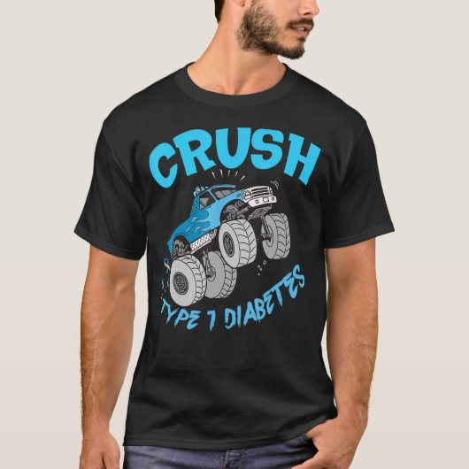 Crush Typ 1 Diabetes Awareness Truck Ribbon Kriege T-Shirt (Vorderseite)