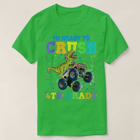 Crush Vierte Dinosaurier Monster Truck Zurück nach T-Shirt (Design vorne)