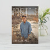 Crushed It PhotoPop Graduation Party Einladung (Stehend Vorderseite)