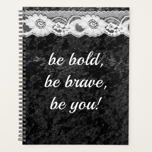 Crushed Velvet Lace Glam Juwelier Planner BW Planer (Vorderseite)