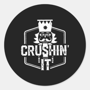 Crushin' It Nutcracker Nuts Xmas Frohe Weihnachten Runder Aufkleber