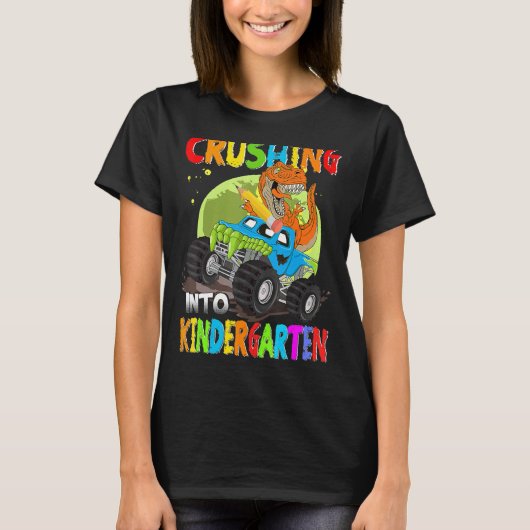 Crushing Into Kindergarten Monster Truck Dinosaur  T-Shirt (Vorderseite)